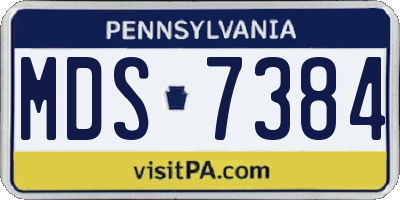 PA license plate MDS7384