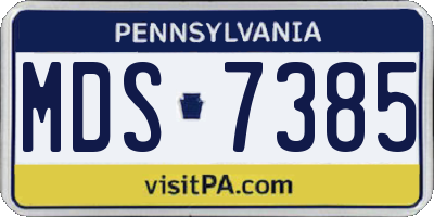 PA license plate MDS7385