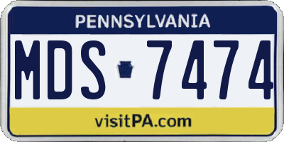 PA license plate MDS7474
