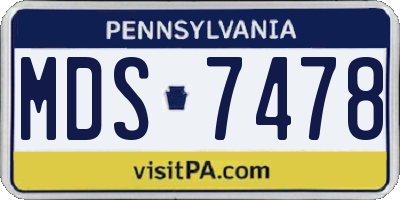 PA license plate MDS7478