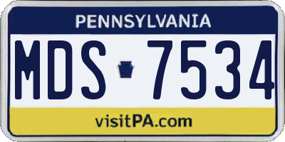 PA license plate MDS7534