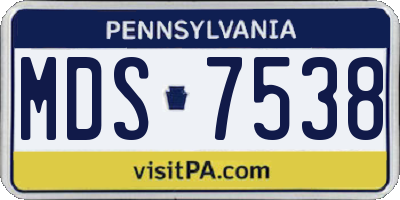 PA license plate MDS7538