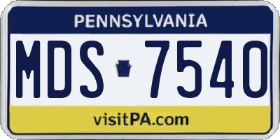 PA license plate MDS7540