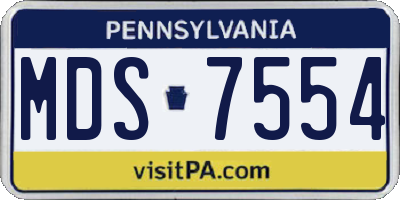 PA license plate MDS7554