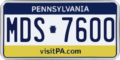 PA license plate MDS7600
