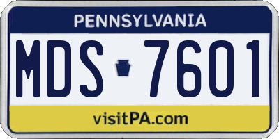 PA license plate MDS7601