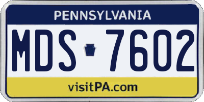 PA license plate MDS7602