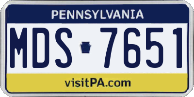PA license plate MDS7651