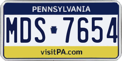 PA license plate MDS7654