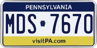 PA license plate MDS7670