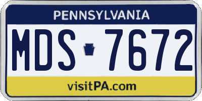 PA license plate MDS7672