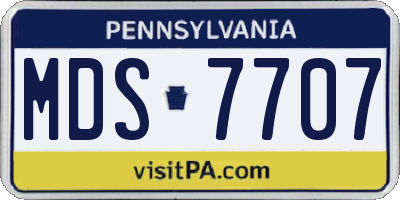 PA license plate MDS7707