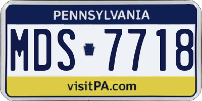 PA license plate MDS7718