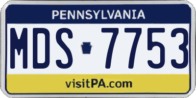 PA license plate MDS7753