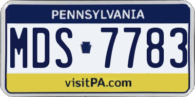 PA license plate MDS7783