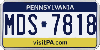 PA license plate MDS7818