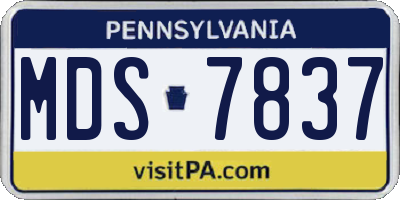 PA license plate MDS7837