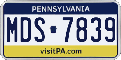 PA license plate MDS7839