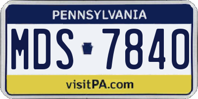 PA license plate MDS7840
