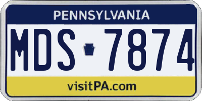 PA license plate MDS7874
