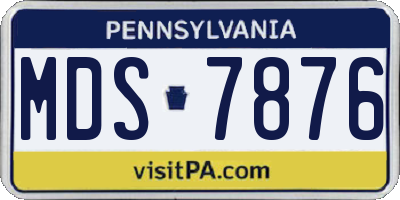 PA license plate MDS7876