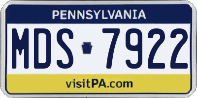 PA license plate MDS7922