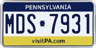 PA license plate MDS7931
