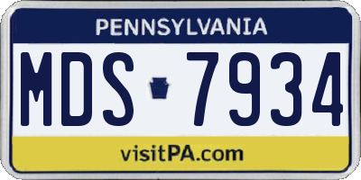 PA license plate MDS7934