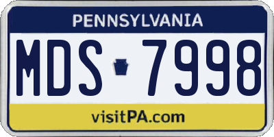 PA license plate MDS7998