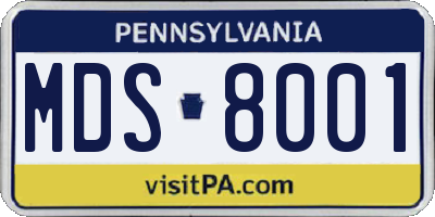 PA license plate MDS8001