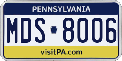 PA license plate MDS8006