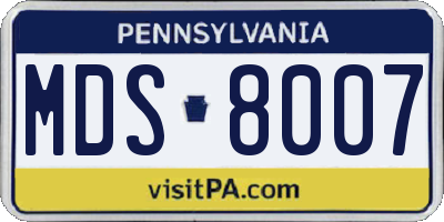 PA license plate MDS8007