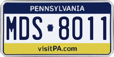 PA license plate MDS8011