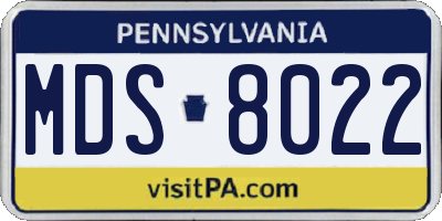 PA license plate MDS8022