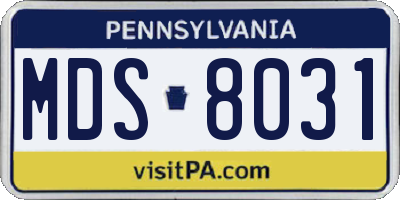 PA license plate MDS8031