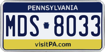 PA license plate MDS8033