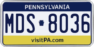 PA license plate MDS8036