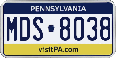 PA license plate MDS8038