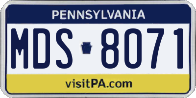 PA license plate MDS8071