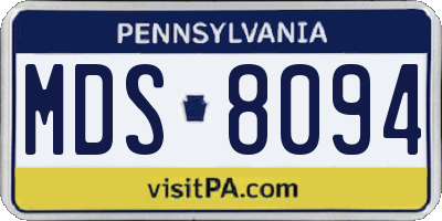 PA license plate MDS8094