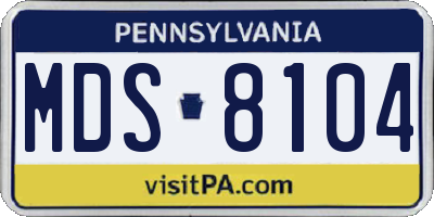 PA license plate MDS8104