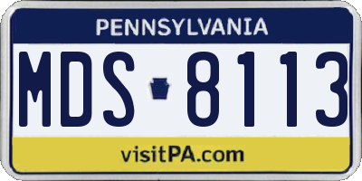 PA license plate MDS8113