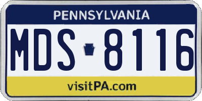 PA license plate MDS8116