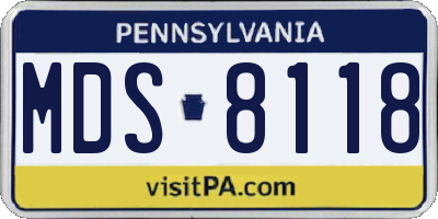 PA license plate MDS8118