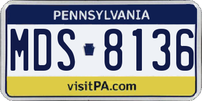 PA license plate MDS8136