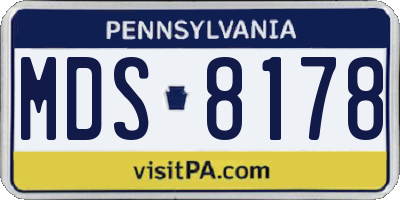 PA license plate MDS8178