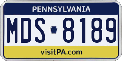 PA license plate MDS8189