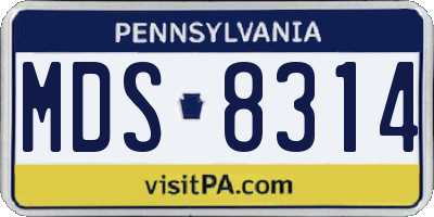 PA license plate MDS8314