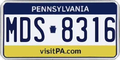 PA license plate MDS8316