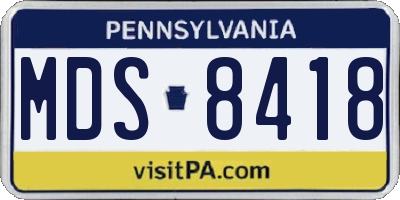 PA license plate MDS8418